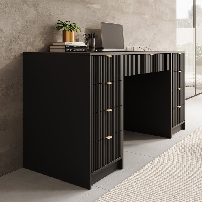 Meubella - Bureau Tavares 2 - Zwart - 154 cm