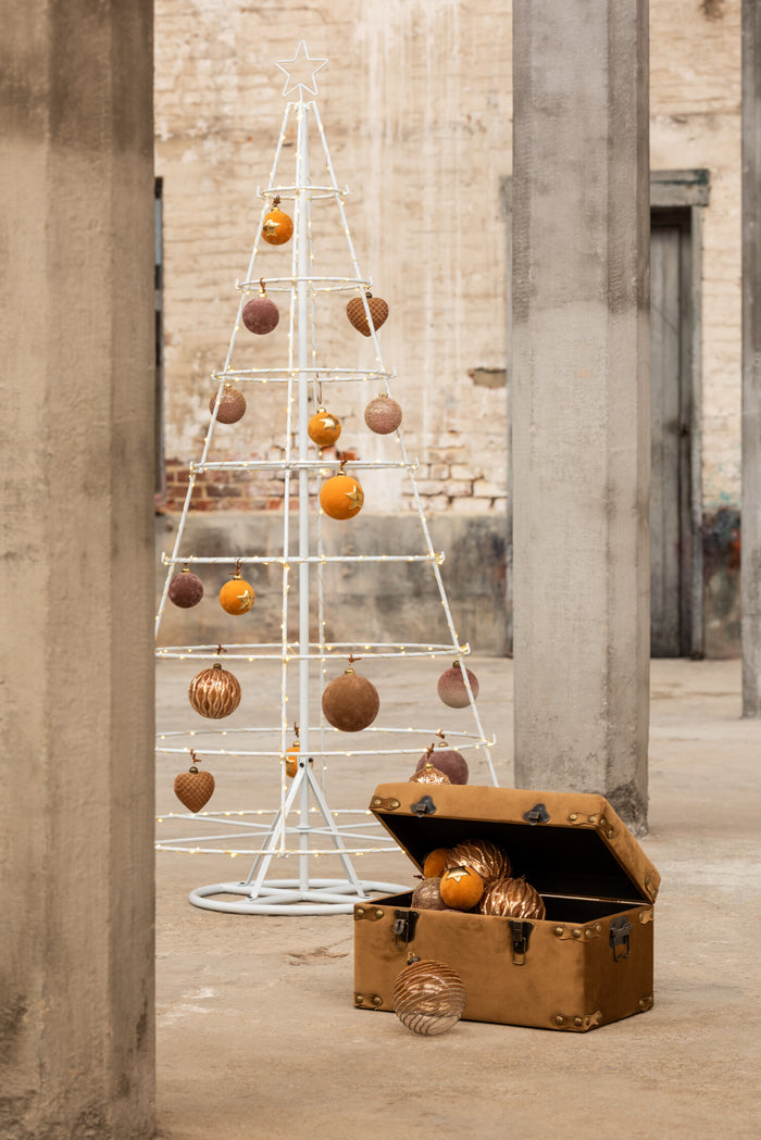 J-Line Kerstballen Parels Mat Grijs Set van 4