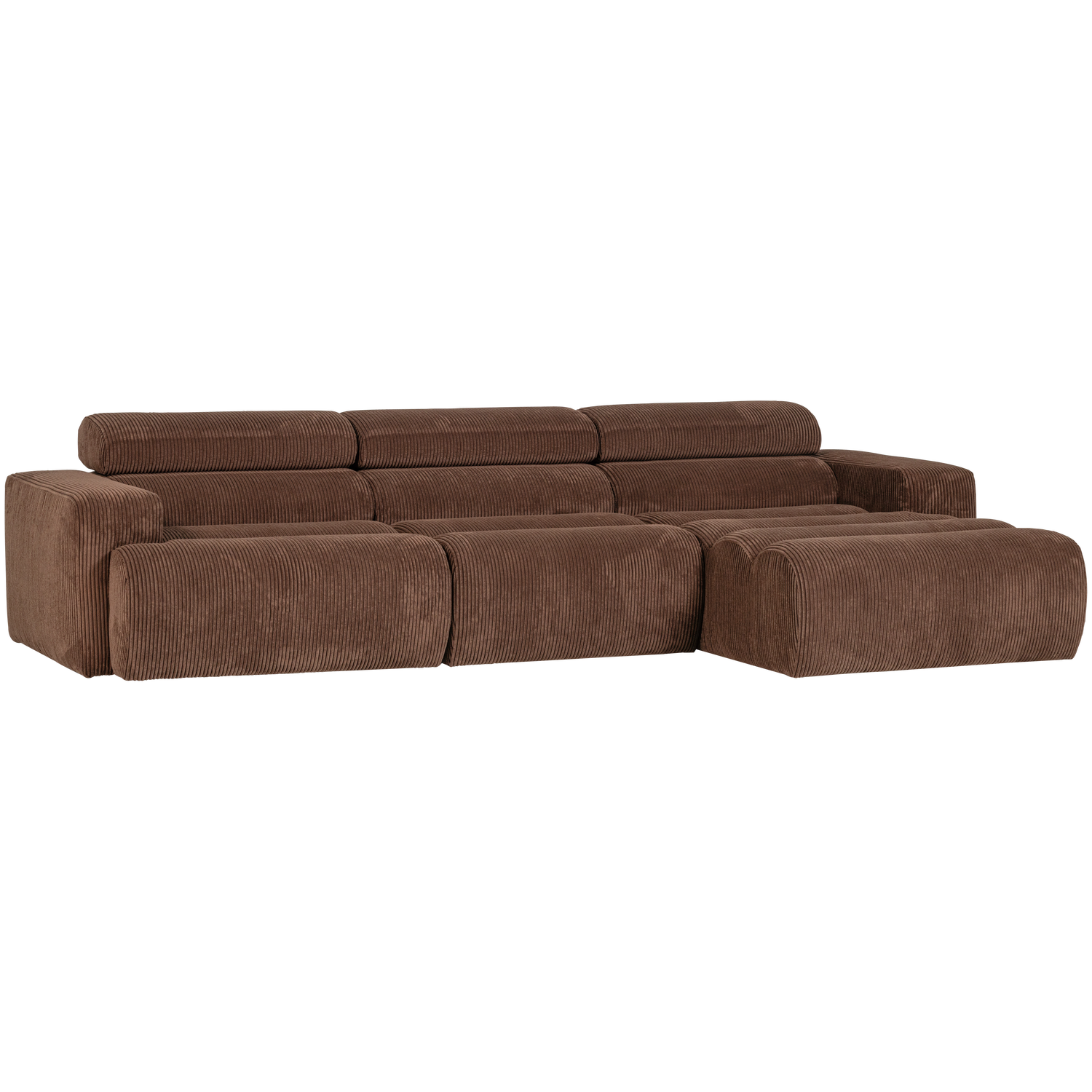 WOOOD Novi Chaise Longue Bank Rechts - Ribstof - Grijsbruin