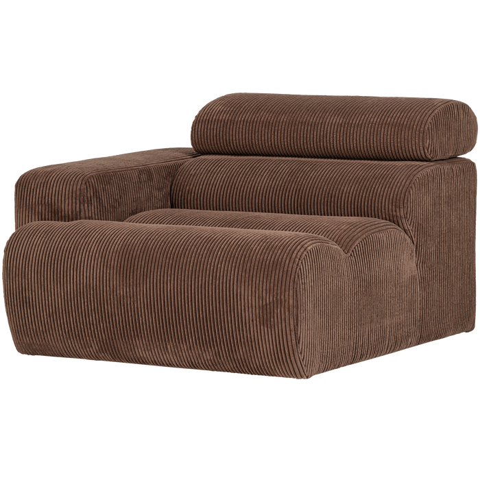 WOOOD Novi 1-Zits Element Bank Arm Links - Ribstof - Mokkabruin