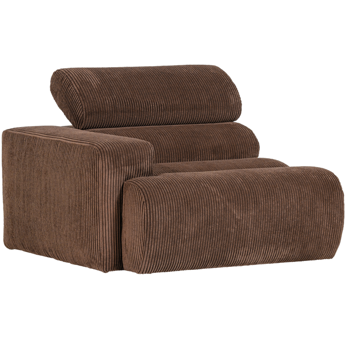 WOOOD Novi 1-Zits Element Bank Arm Links - Ribstof - Mokkabruin