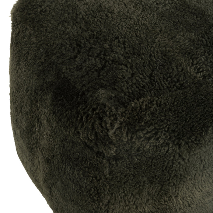 J-Line poef Vierkant Schapenvel - textiel - groen