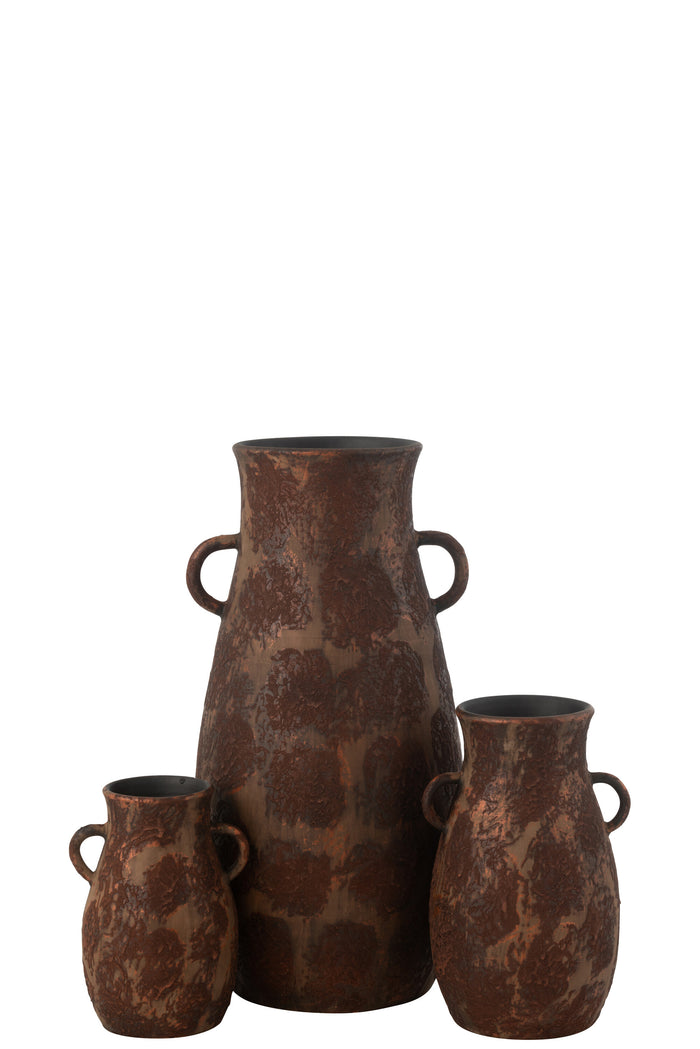 J-Line vaas Amphore terra - keramiek - bruin - large - 70 cm hoog