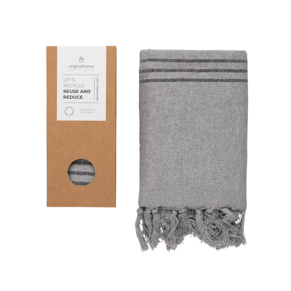 Originalhome Multifunctionele handdoek S - Grijs| Zwarte streep