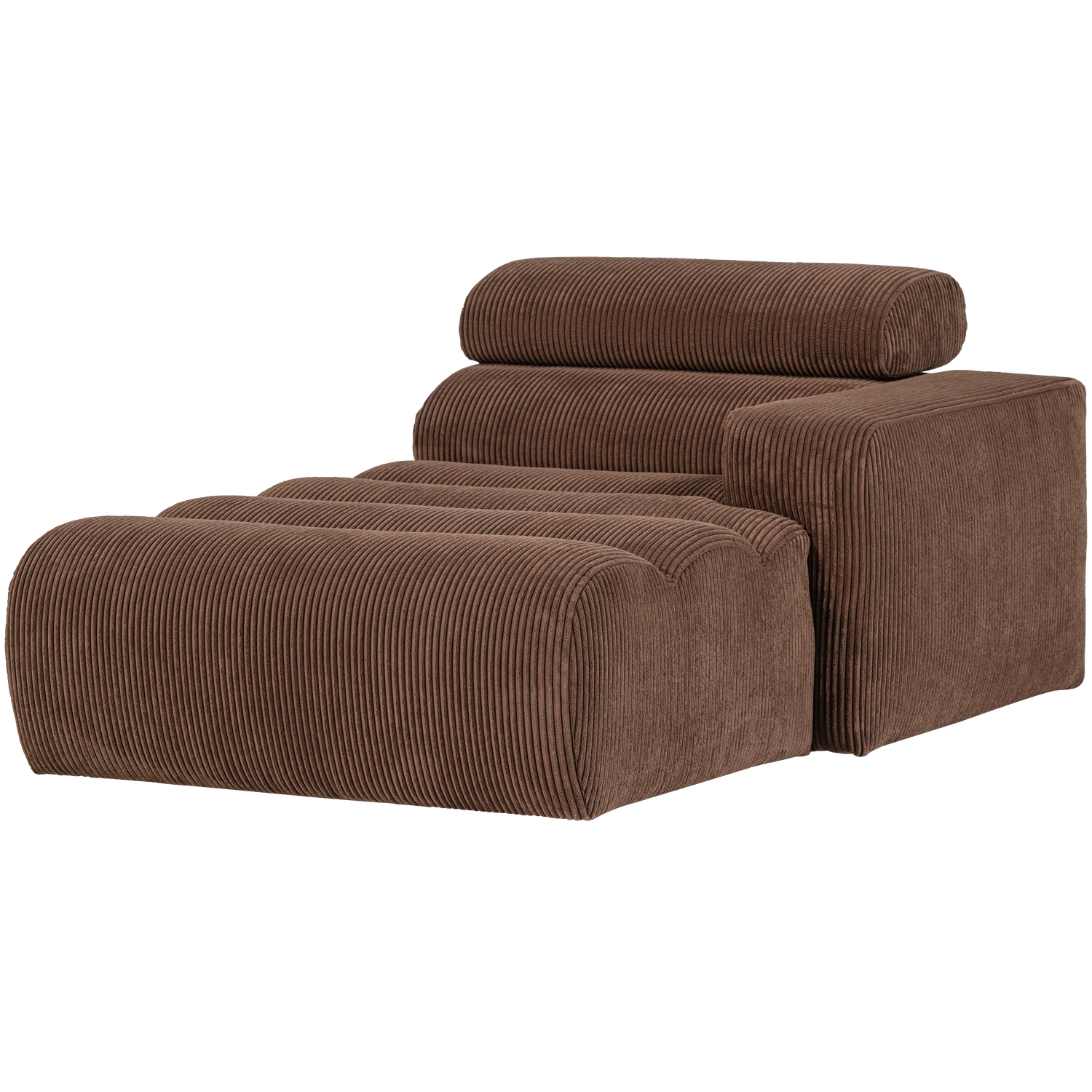 WOOOD Novi Chaise Longue Element Arm Rechts - Ribstof - Mokkabruin
