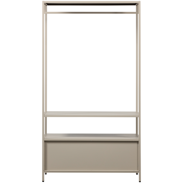 WOOOD Ferris Open Kledingkast 100 cm - Metaal - Zand - 185x100x54
