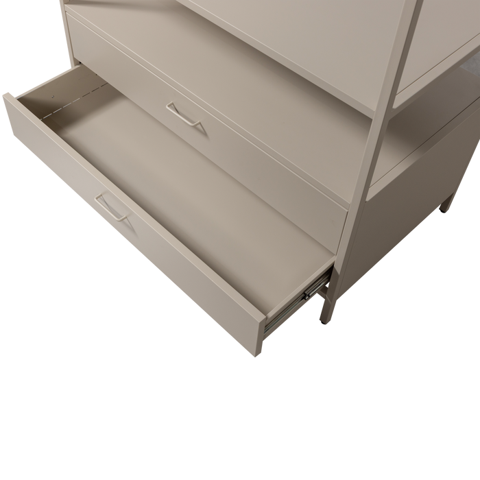 WOOOD Ferris Open Kledingkast 100 cm - Metaal - Zand - 185x100x54