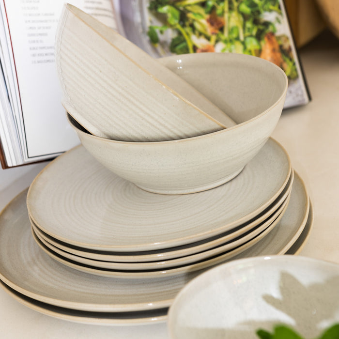 J-Line kom Noa - keramiek - wit - large - 4 stuks