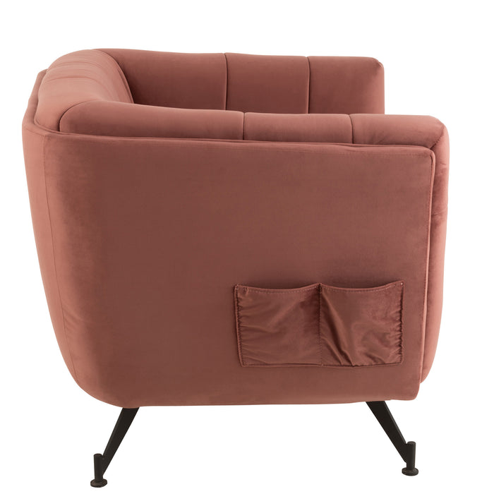 J-Line zetel Lounge 1-zit - textiel|hout|metaal - antiek roze