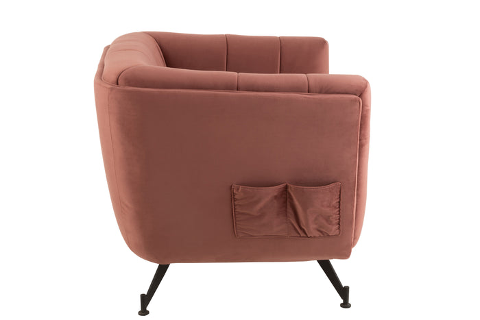 J-Line zetel Lounge 1-zit - textiel|hout|metaal - antiek roze