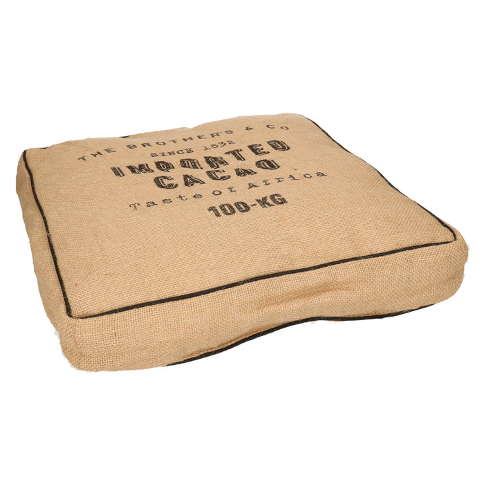 Atmosphera Vloerkussen Cacao - Jute - beige - 40 x 40 x 12 cm