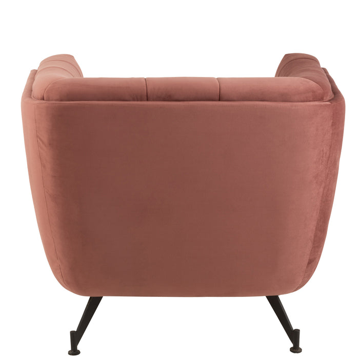 J-Line zetel Lounge 1-zit - textiel|hout|metaal - antiek roze