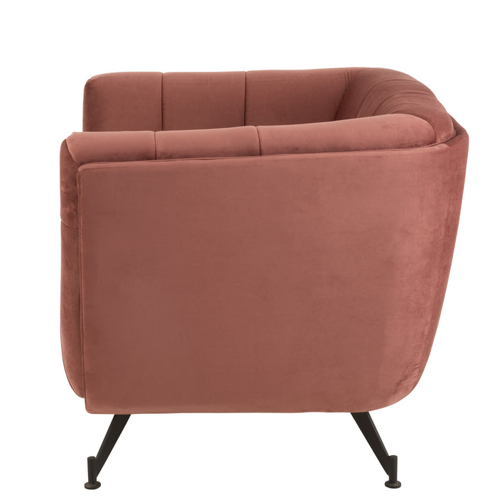 J-Line zetel Lounge 1-zit - textiel|hout|metaal - antiek roze