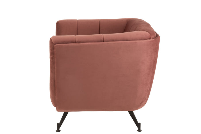 J-Line zetel Lounge 1-zit - textiel|hout|metaal - antiek roze