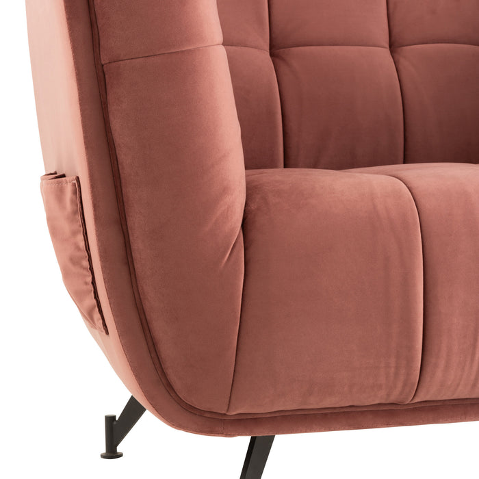 J-Line zetel Lounge 1-zit - textiel|hout|metaal - antiek roze