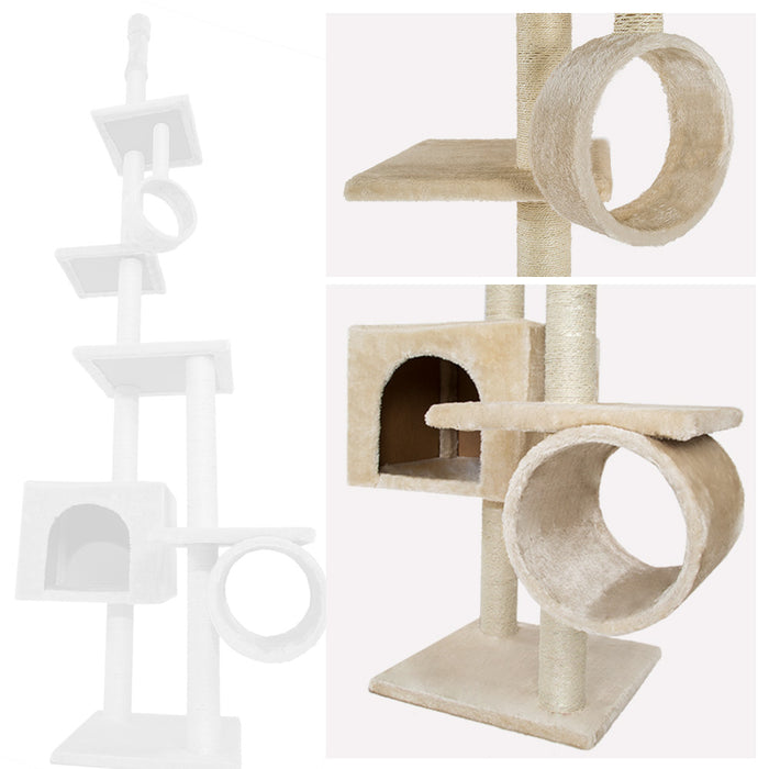 tectake® Kattenkrabpaal plafond hoog 225cm-245cm - Beige