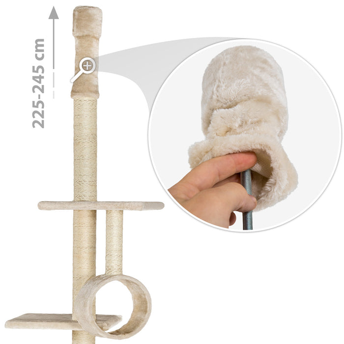 tectake® Kattenkrabpaal plafond hoog 225cm-245cm - Beige
