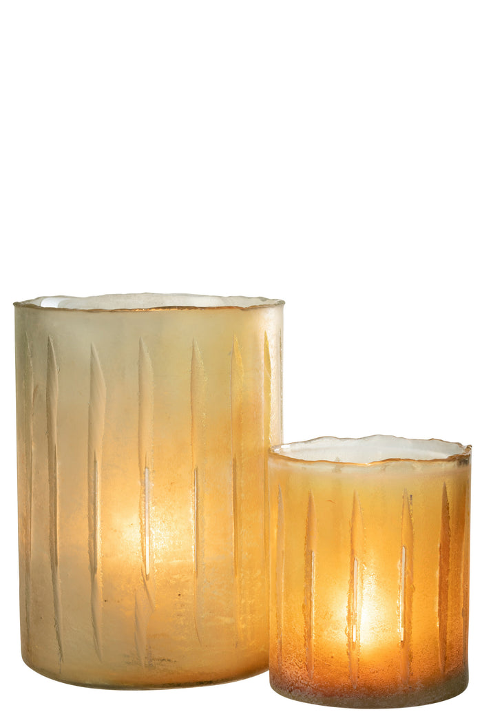 J-Line windlicht Strepen - glas - geel - large