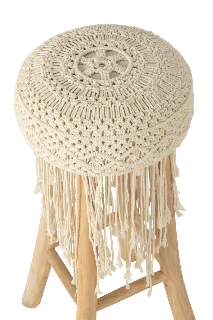 J-Line stoel Fringes Macrame - hout - wit