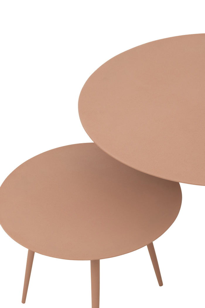 J-Line bijzettafel - ijzer - oud roze - set van 3