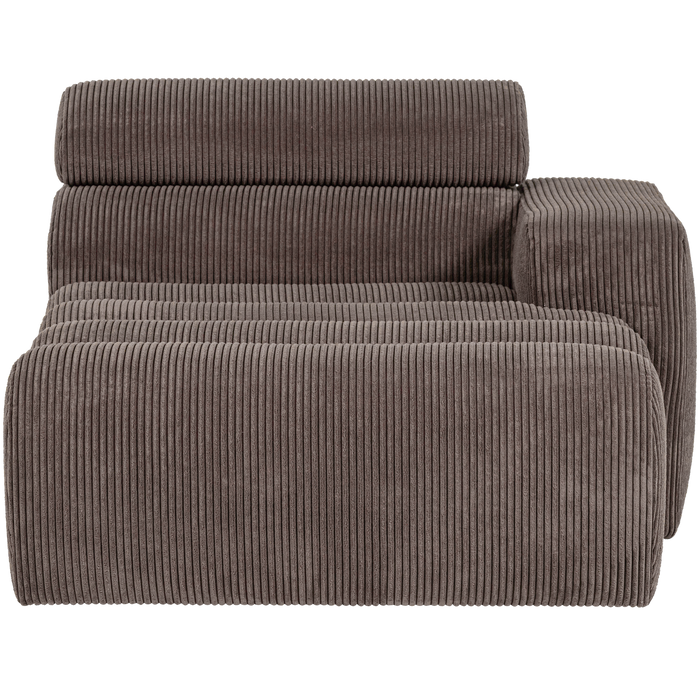 WOOOD Novi Chaise Longue Element Arm Rechts - Ribstof - Grijsbruin