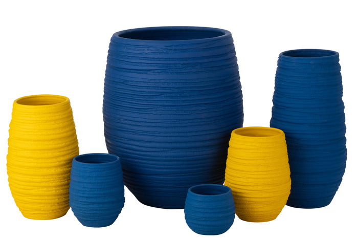 J-Line bloempot Fiesta - keramiek - blauw - large - Ø 44 cm