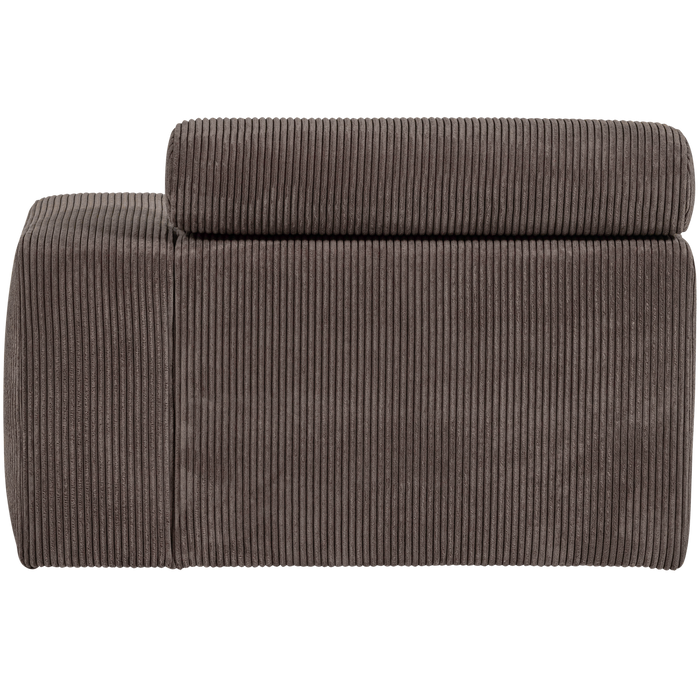 WOOOD Novi Chaise Longue Element Arm Rechts - Ribstof - Grijsbruin