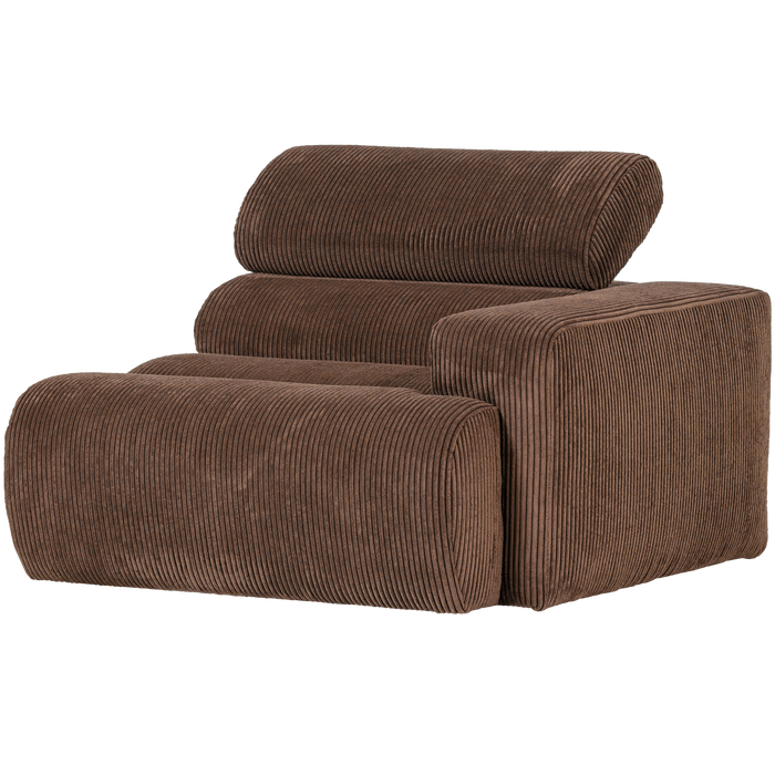 WOOOD Novi 1-Zits Element Bank Arm Rechts - Ribstof - Mokkabruin