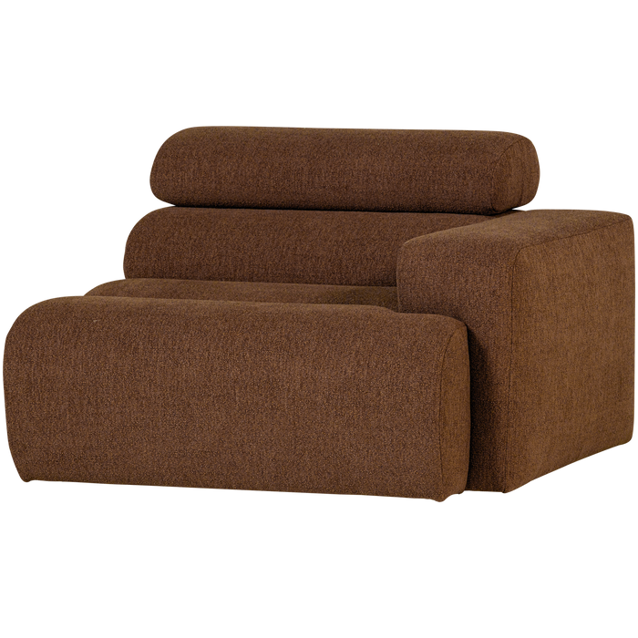 WOOOD Novi 1-Zits Element Bank Arm Rechts - Polyester - Mokkabruin