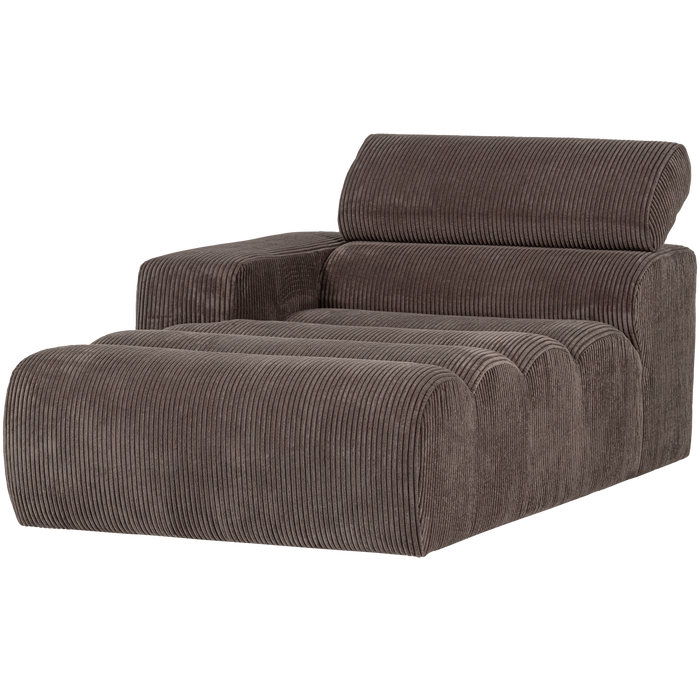 WOOOD Novi Chaise Longue Element Arm Links - Ribstof - Grijsbruin