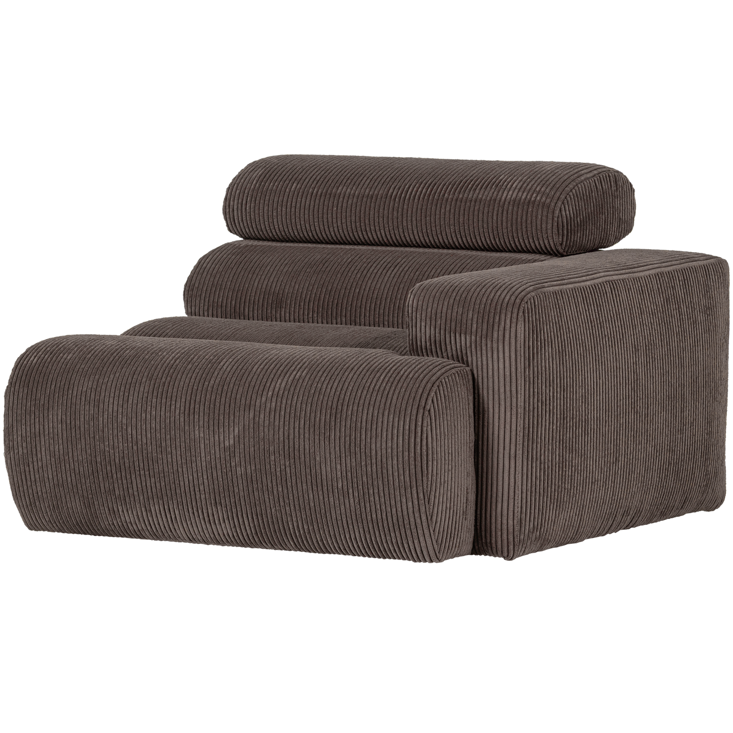 WOOOD Novi 1-Zits Element Bank Arm Links - Ribstof - Grijsbruin