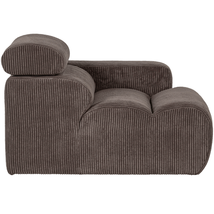 WOOOD Novi 1-Zits Element Bank Arm Links - Ribstof - Grijsbruin