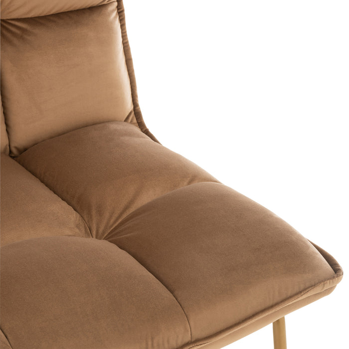 J-Line loungestoel Lisa - metaal|textiel - bruin - 2 stuks