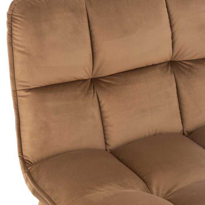 J-Line loungestoel Lisa - metaal|textiel - bruin - 2 stuks