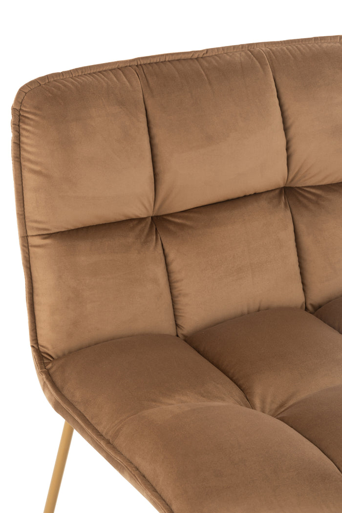 J-Line loungestoel Lisa - metaal|textiel - bruin - 2 stuks