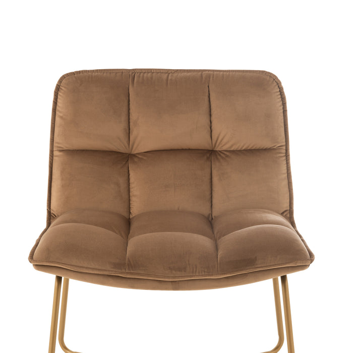 J-Line loungestoel Lisa - metaal|textiel - bruin - 2 stuks