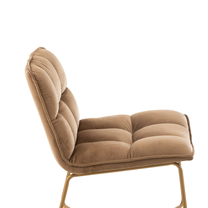 J-Line loungestoel Lisa - metaal|textiel - bruin - 2 stuks