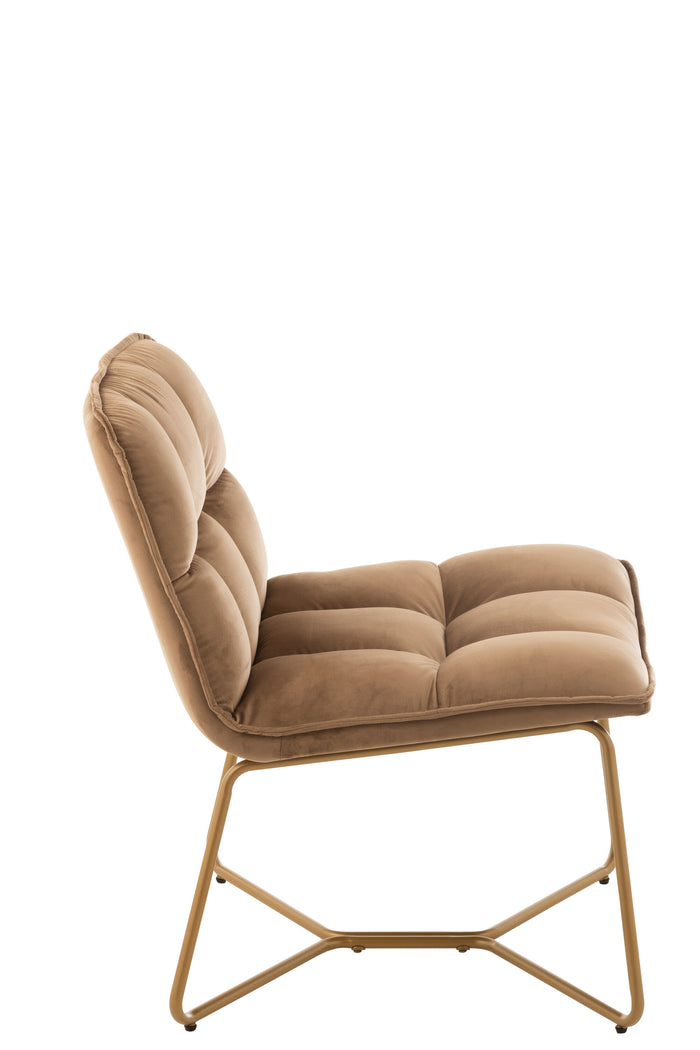 J-Line loungestoel Lisa - metaal|textiel - bruin - 2 stuks