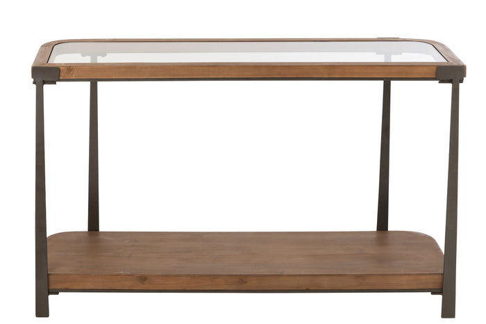 J-Line console Spar - hout|glas - naturel|zwart