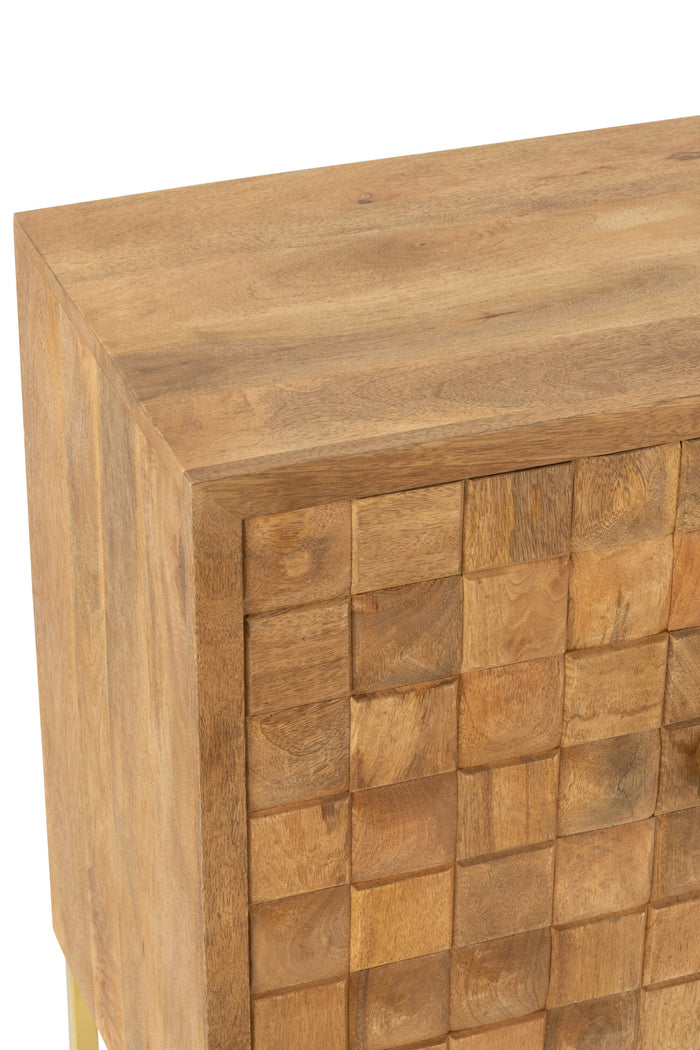 J-Line kast Nino Op Staander - metaal|mangohout - naturel|goud