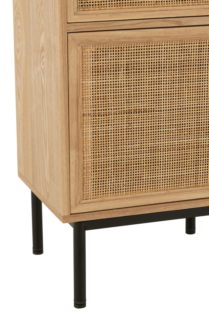 J-Line nachtkast Vierkant - hout|metaal - naturel|zwart