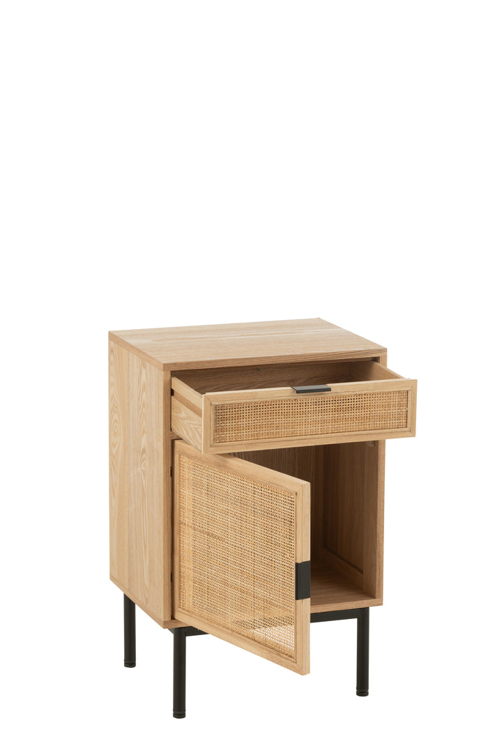 J-Line nachtkast Vierkant - hout|metaal - naturel|zwart