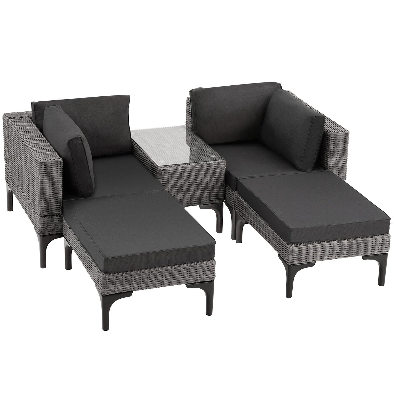 tectake® Wicker lounge Bellaria met aluminium frame - Grijs