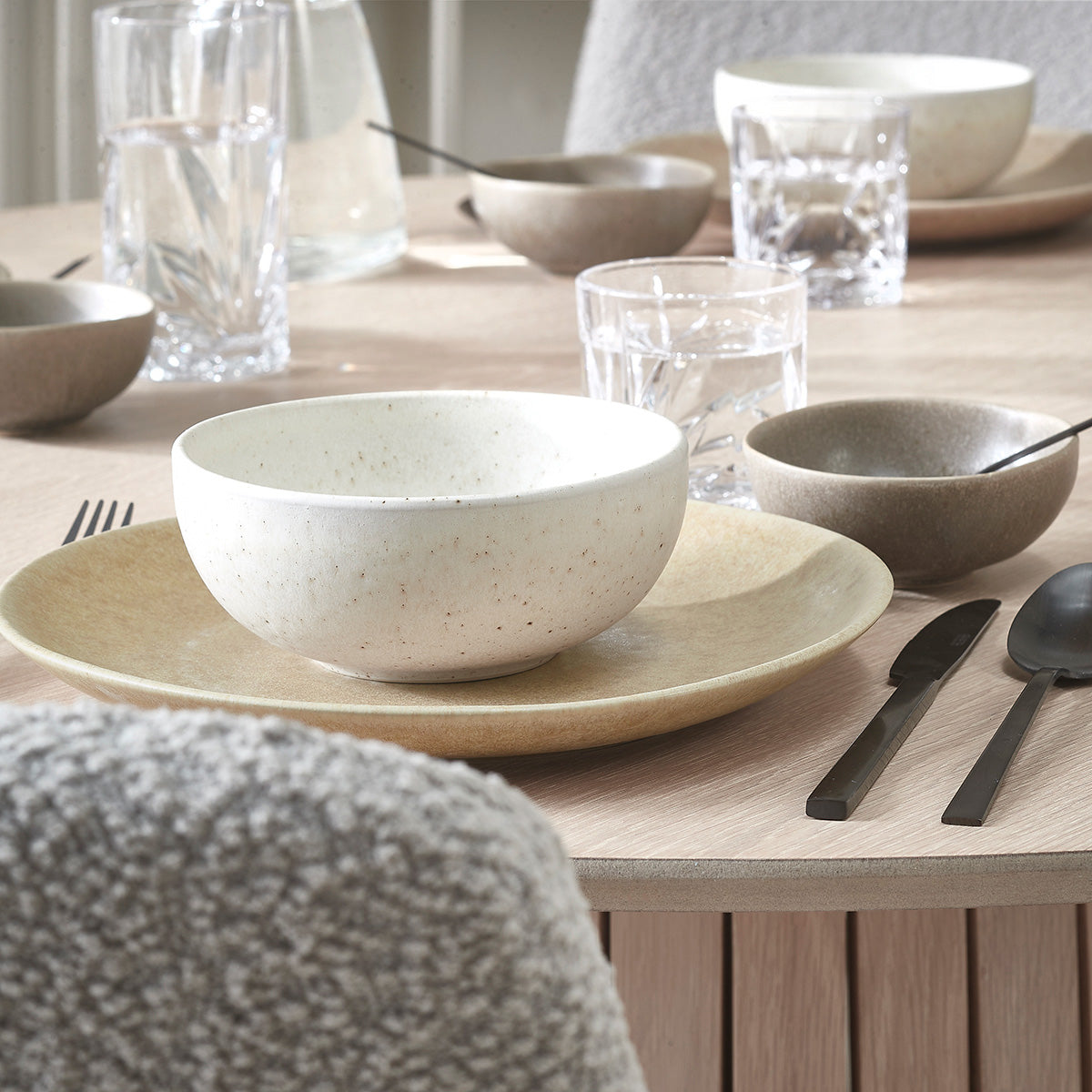 by fonQ Mixed Ceramics Dinerborden 4st. - Ø 26,5 cm - Zand