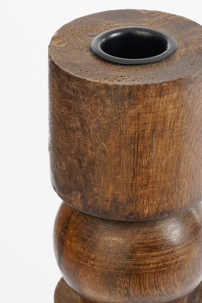 Mica Decorations Philo Kandelaar - H40 x Ø11 cm - Mangohout - Bruin