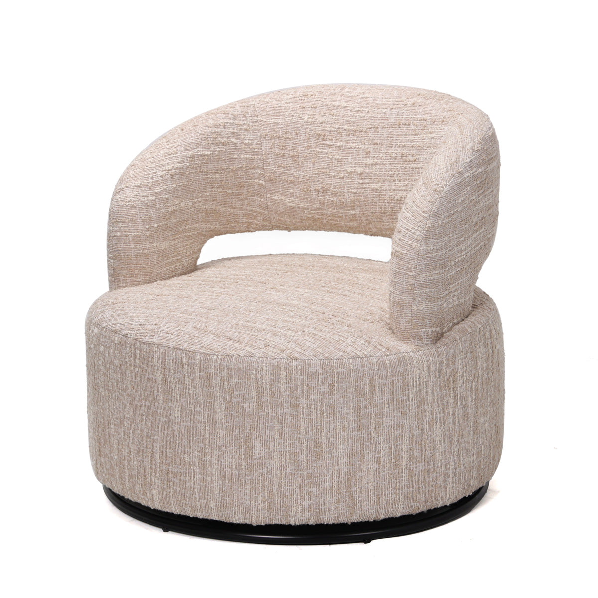 DÉJA Living - Draaifauteuil Beige Stof|Metaal - 79x79x77cm - Kisa