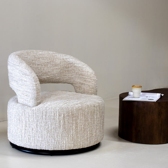 DÉJA Living - Draaifauteuil Beige Stof|Metaal - 79x79x77cm - Kisa