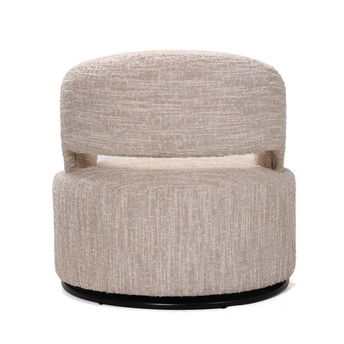 DÉJA Living - Draaifauteuil Beige Stof|Metaal - 79x79x77cm - Kisa
