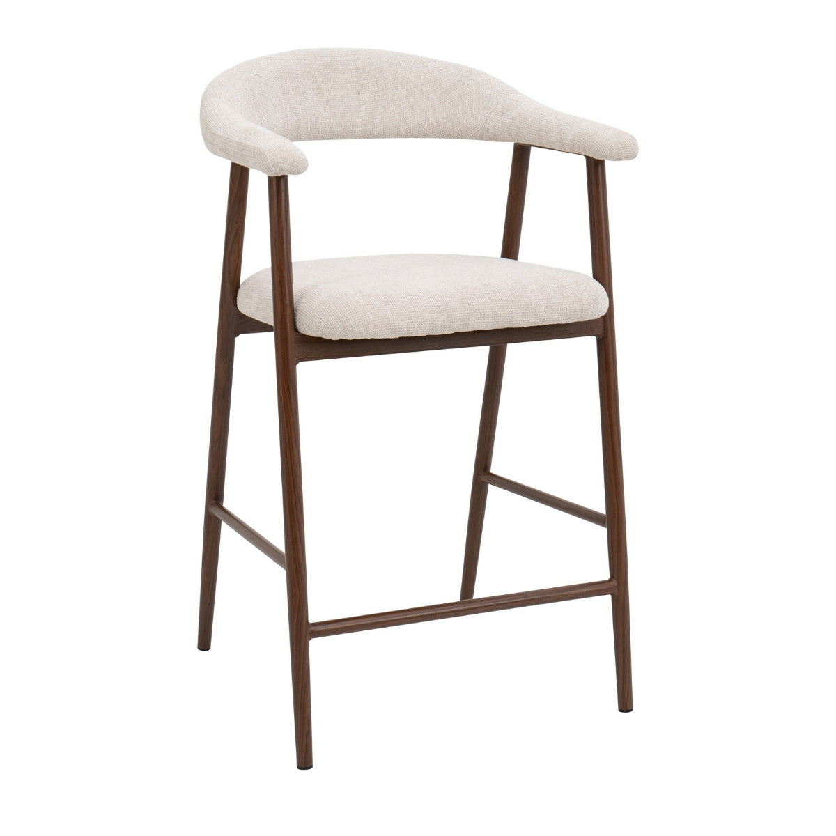 Giga Meubel - Barstoel Beige Stof|Walnoot - Mila - Set van 2