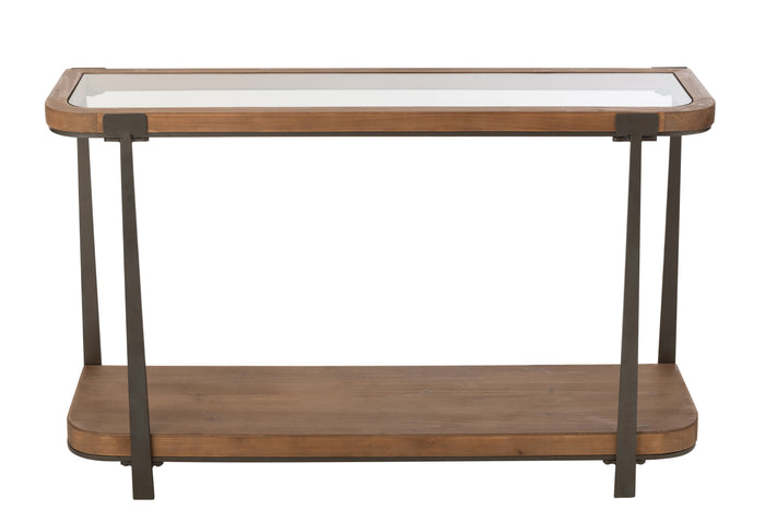 J-Line console Spar - hout|glas - naturel|zwart